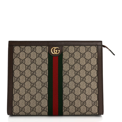 Gucci GG Supreme Monogram Web Ophidia Pouch Brown 1 of 8