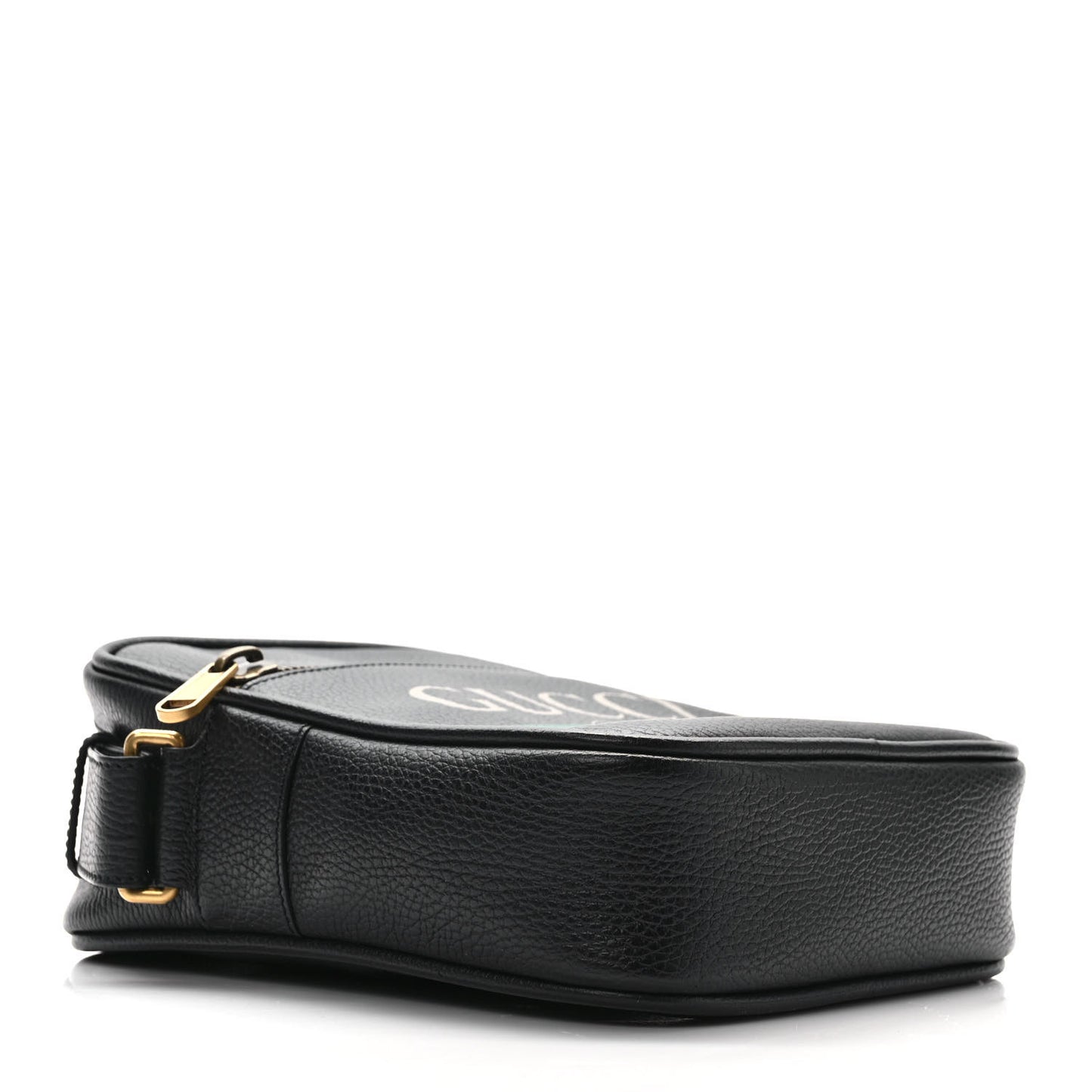 Grained Calfskin Logo Messenger Bag Black