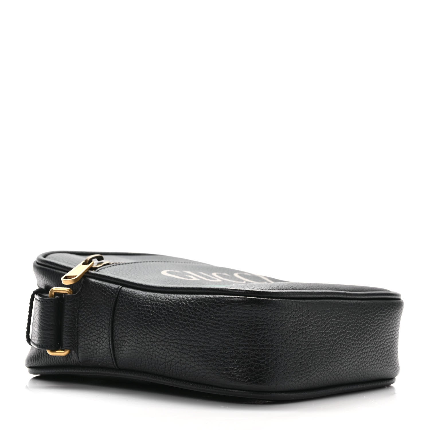 Gucci Grained Calfskin Logo Messenger Bag Black 4 of 9