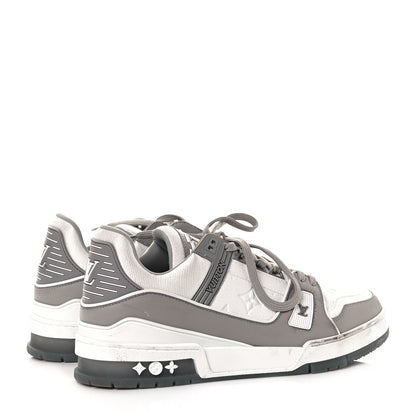 Louis Vuitton Calfskin Embossed Monogram Mens LV Trainer Sneakers 7.5 Grey 4 of 9
