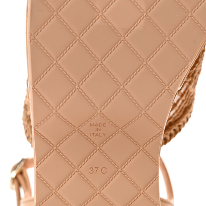 Chanel Fabric Calfskin CC Platform Sandals 37 Beige 7 of 10