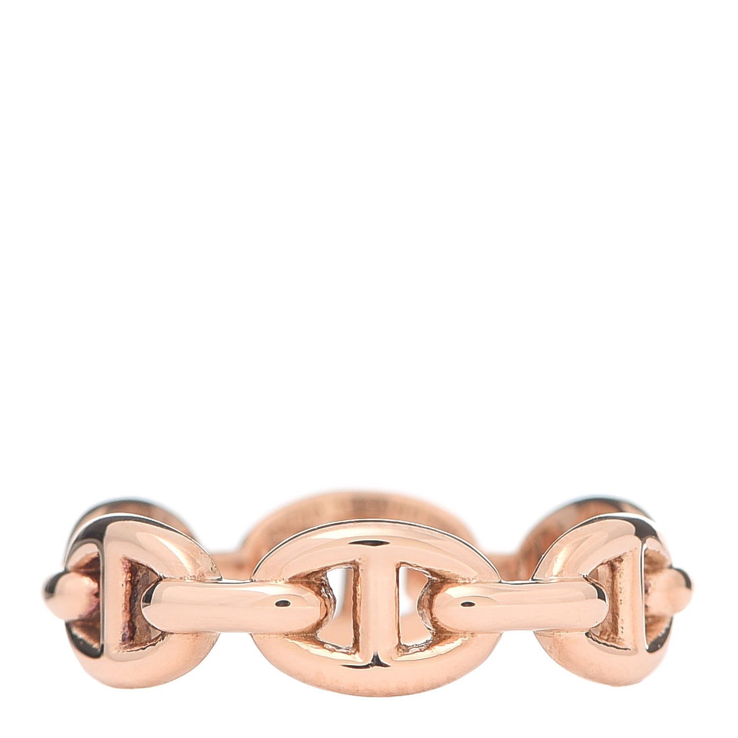 Hermes 18K Rose Gold PM Chaine d'Ancre Enchainee Ring 55 7.25 1 of 6