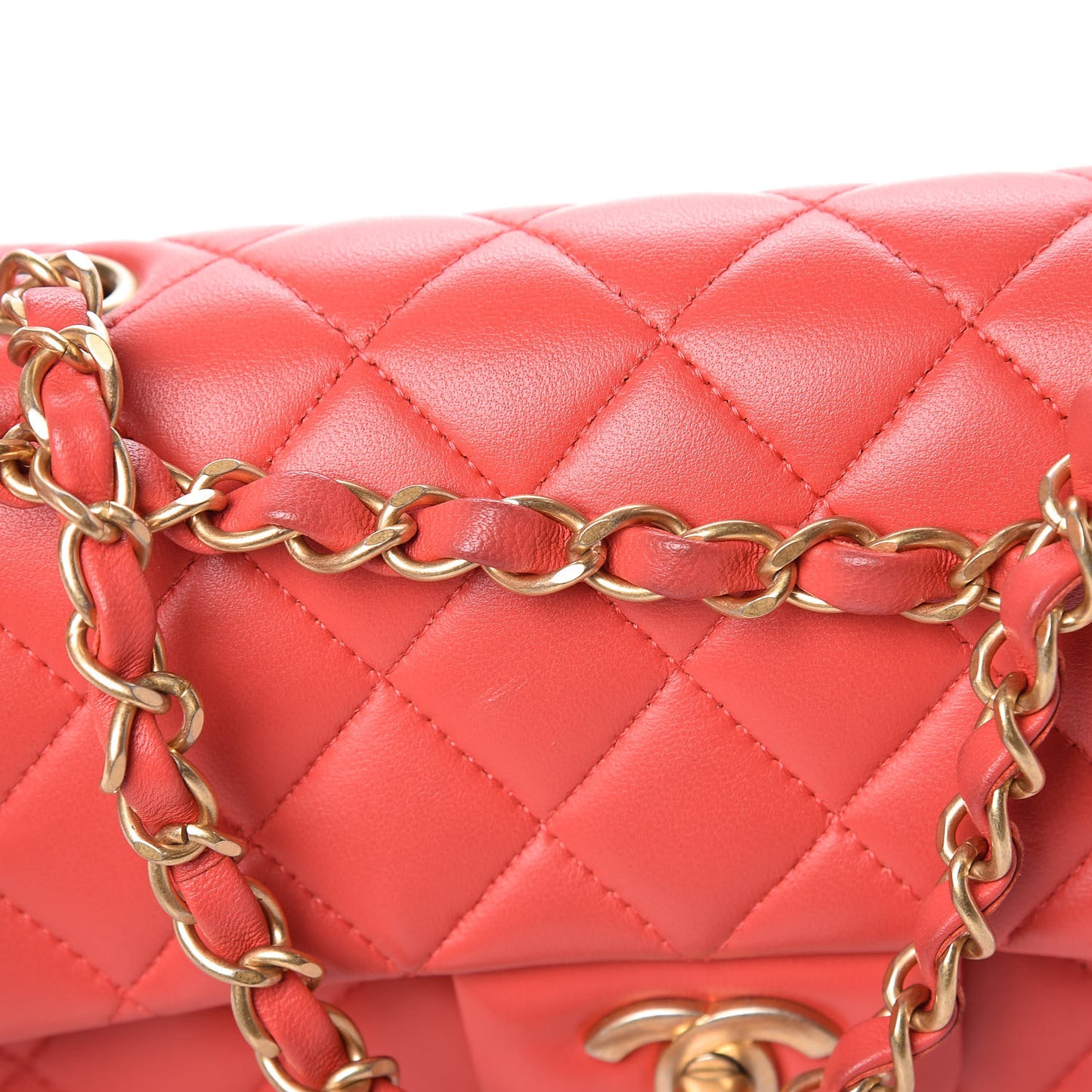 Lambskin Quilted Mini Rectangular Flap Red