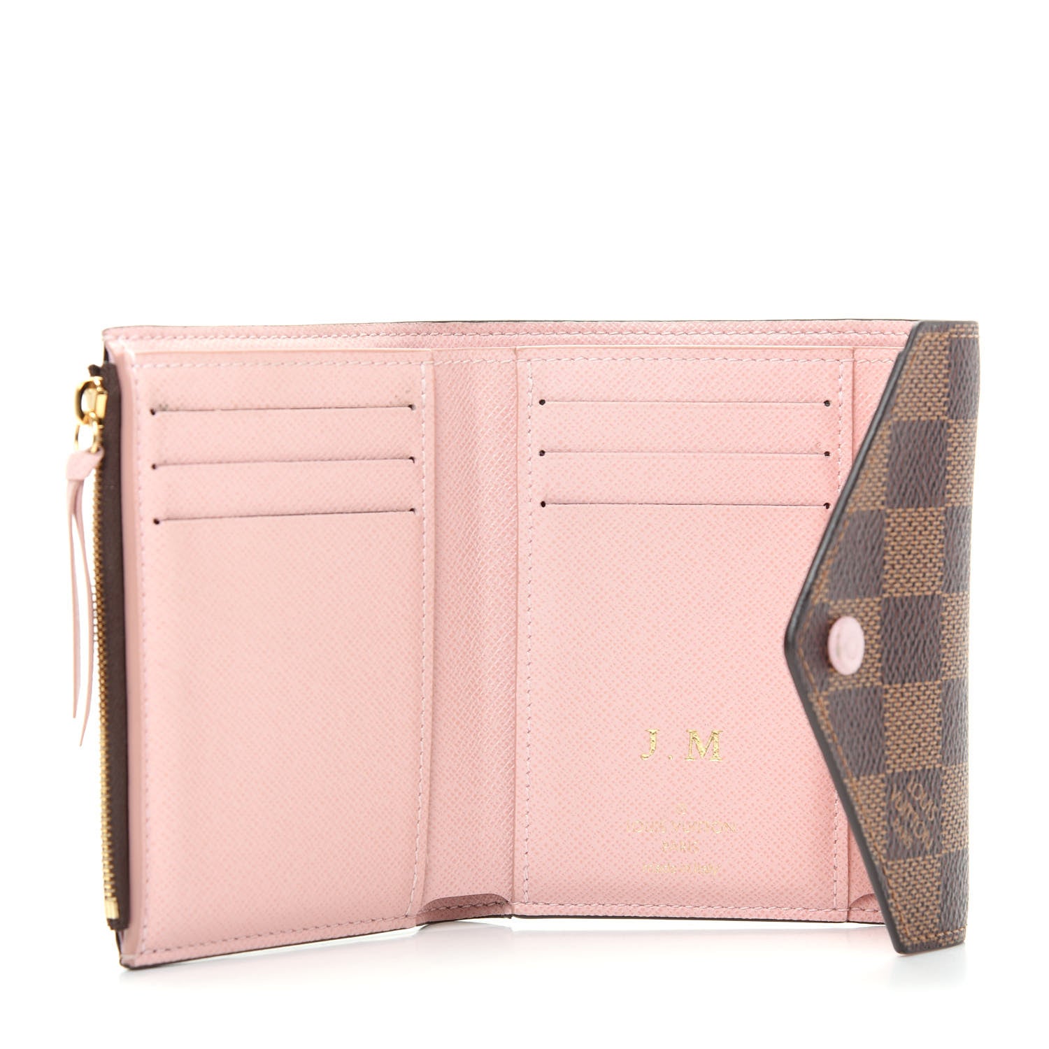 Louis Vuitton Damier Ebene Victorine Wallet Rose Ballerine 5 of 7