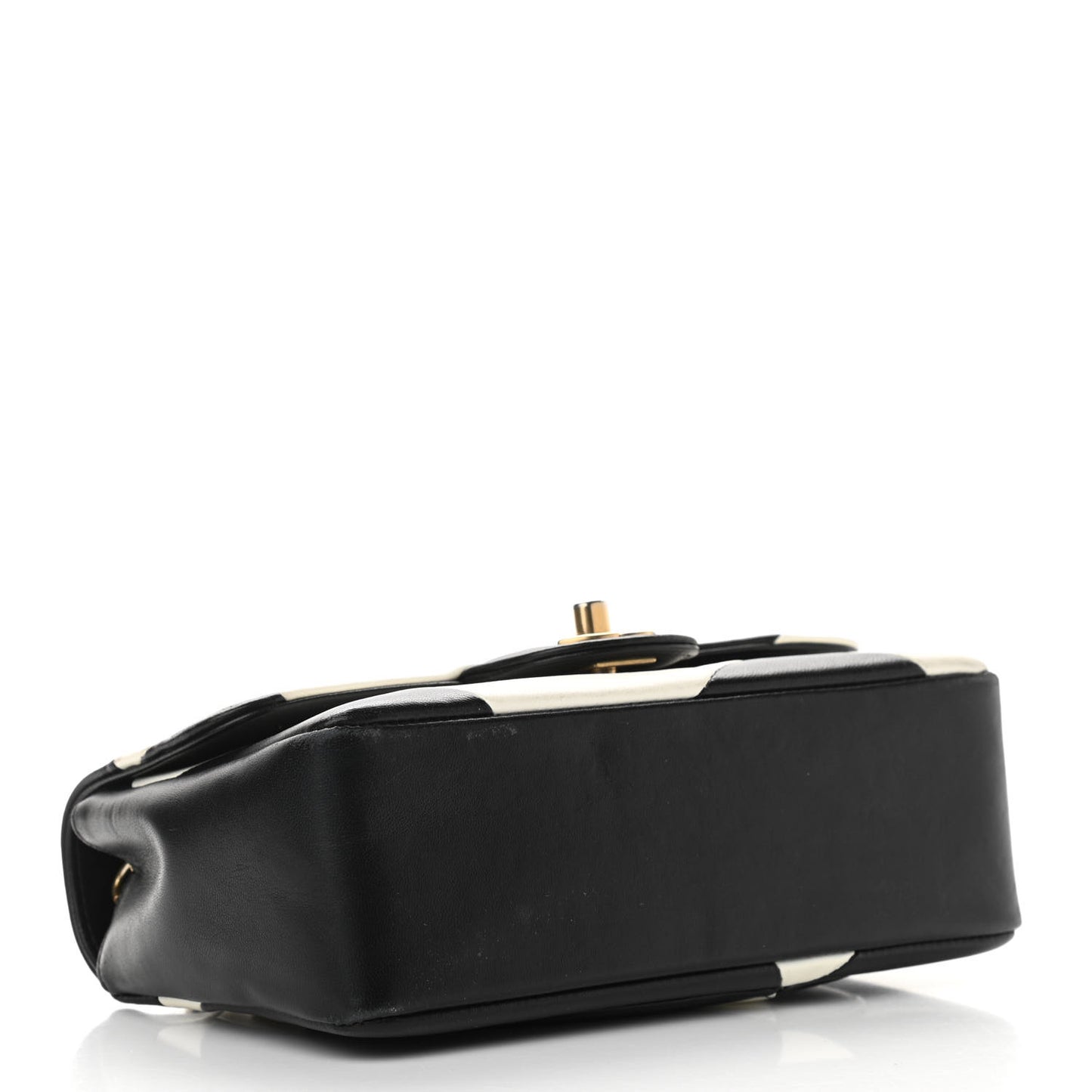 Lambskin Geometric Patchwork Mini Flap Black White