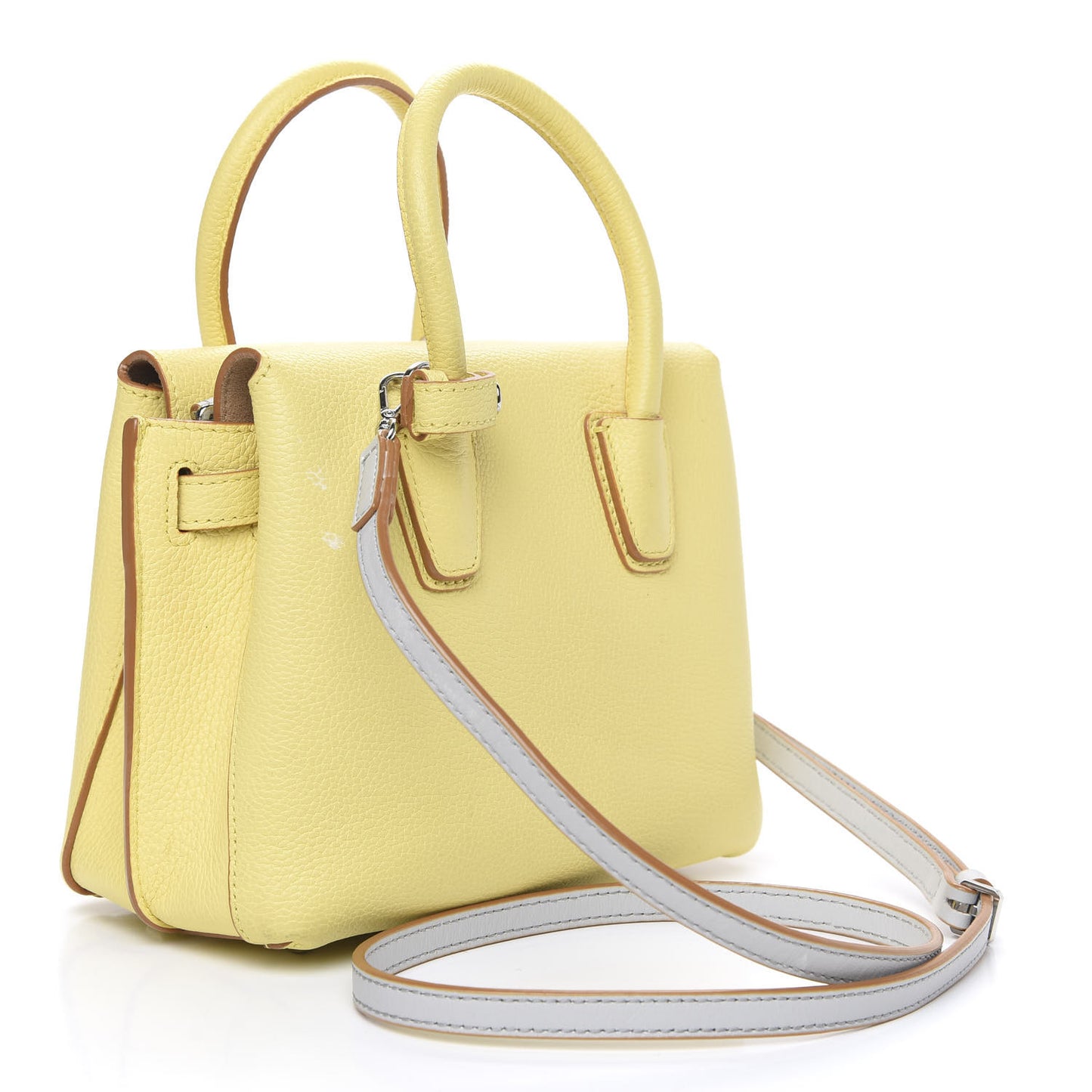 Grained Calfskin Mini Milla Tote Custard Yellow