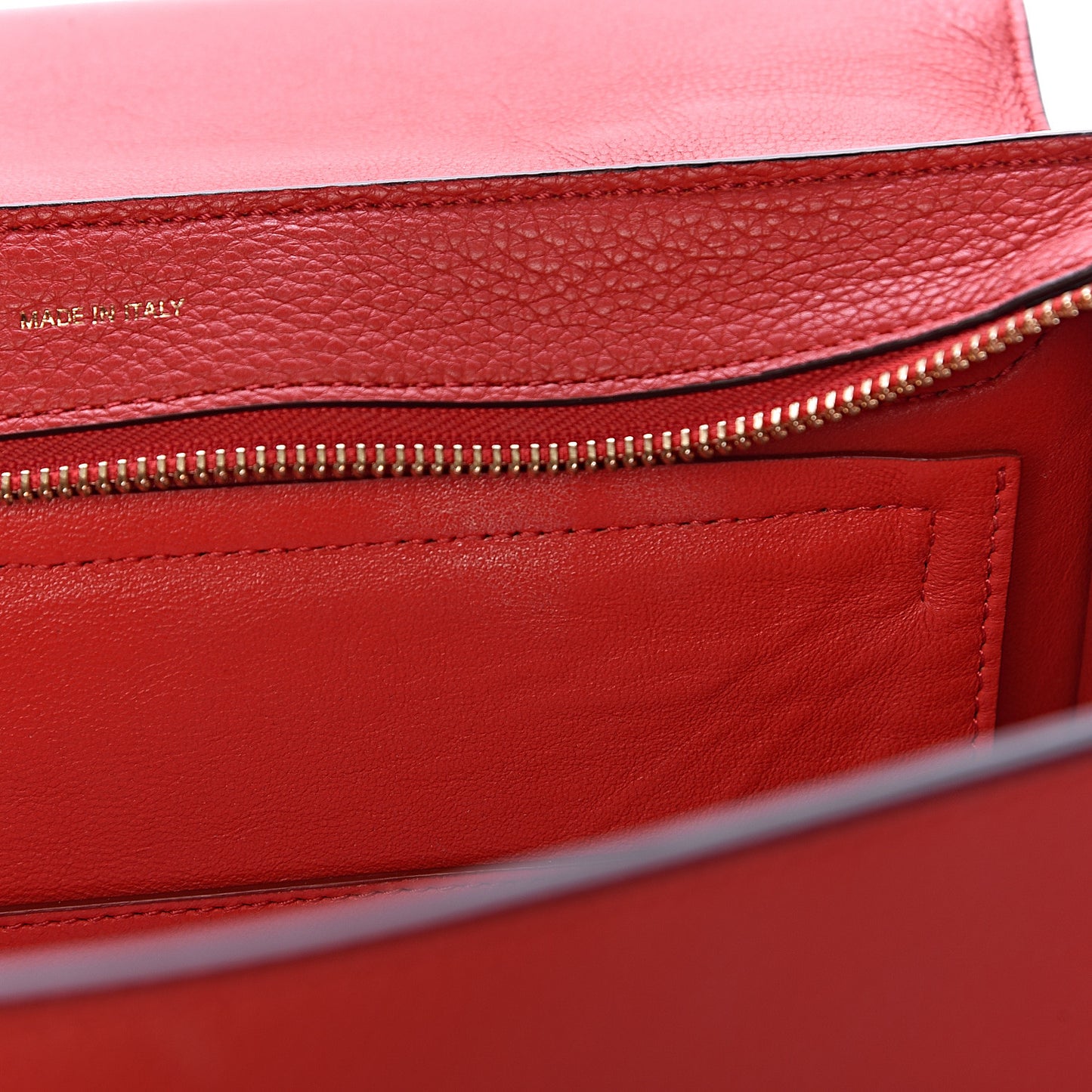 Drummed Calfskin Suede Medium Trapeze Coquelicot
