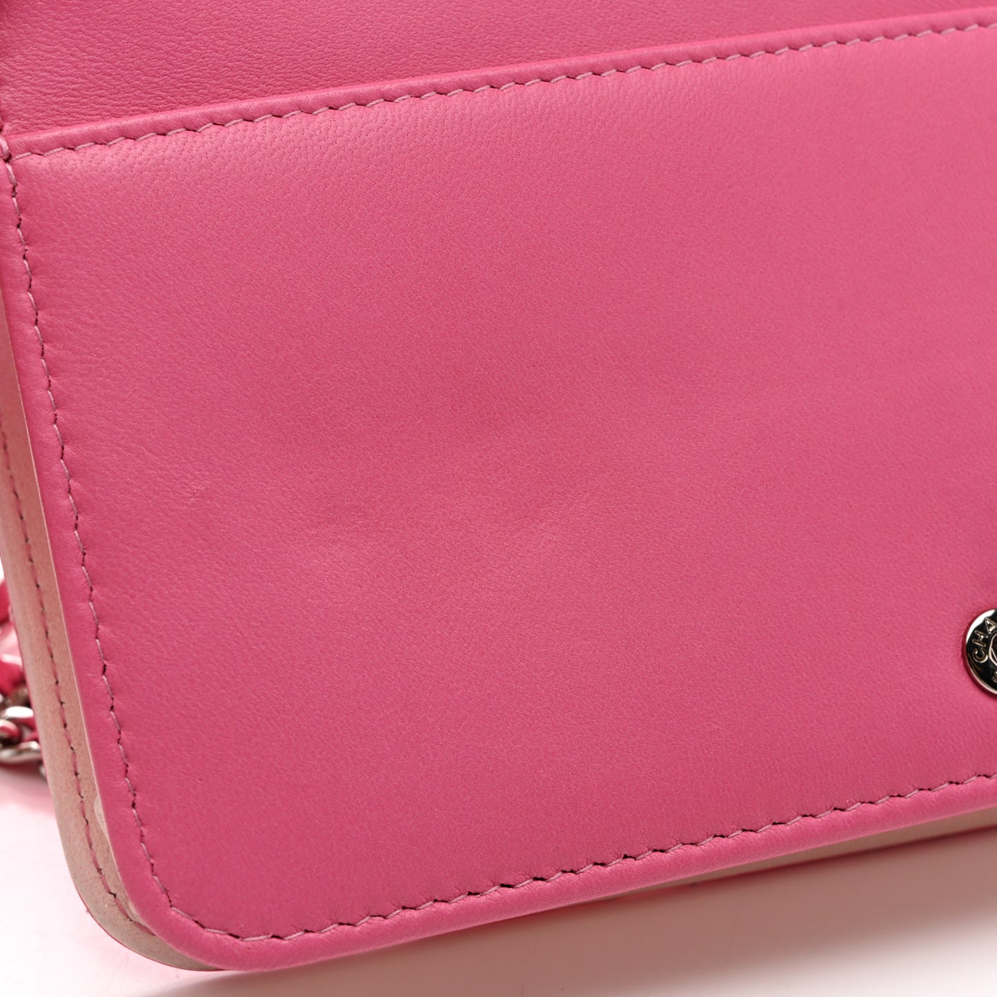 Faded Lambskin Quilted Zephyr Wallet on Chain WOC Dark Pink