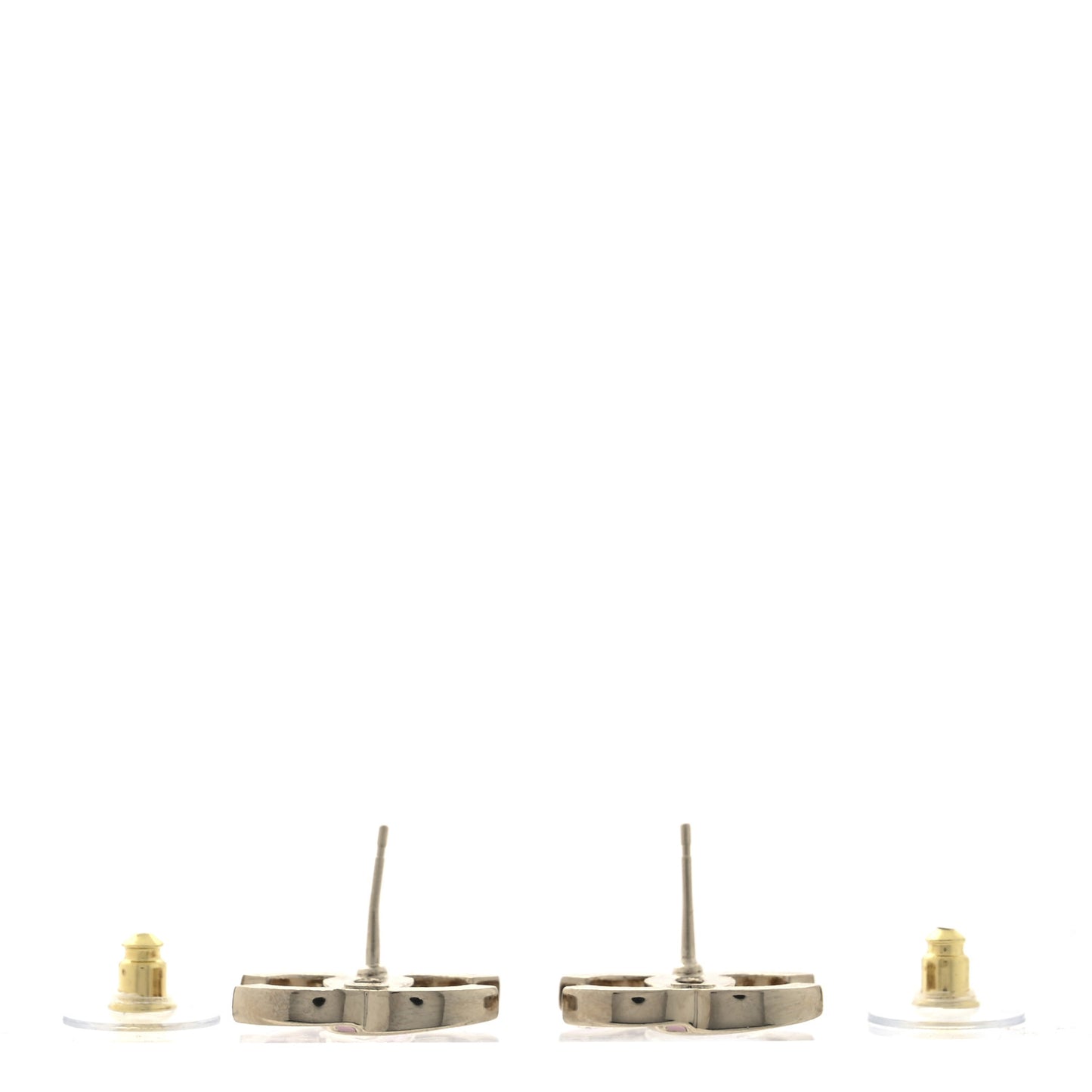 Metal Enamel CC Earrings Pink Gold