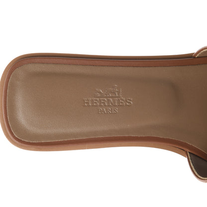 Hermes Box Calfskin Oran Sandals 36 Gold 7 of 9