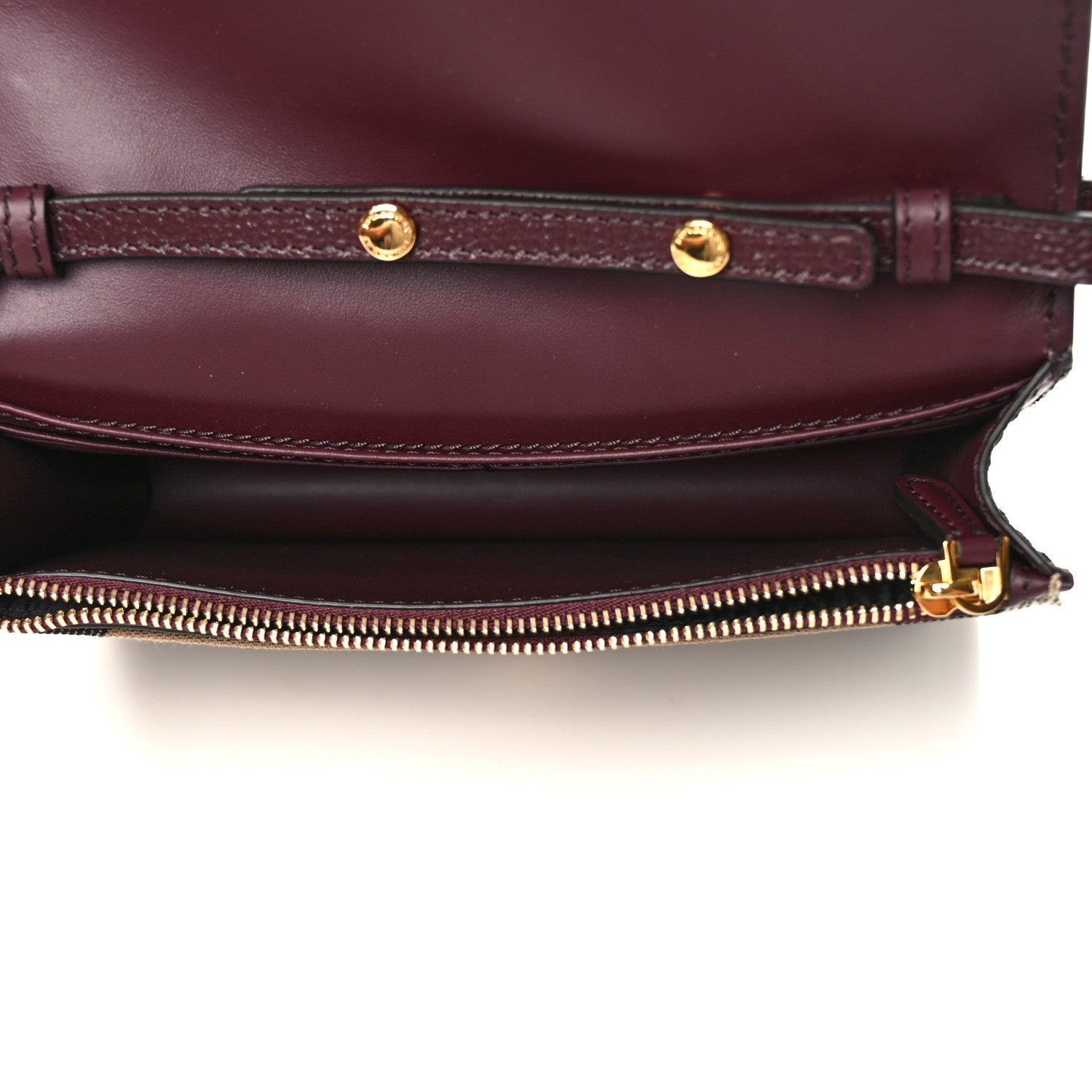 Burberry Grained Calfskin House Check Tartan Mix Hampshire Wallet On Chain Burgundy 5 of 8