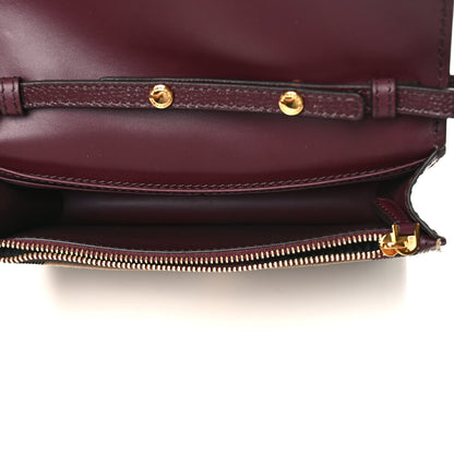 Burberry Grained Calfskin House Check Tartan Mix Hampshire Wallet On Chain Burgundy 5 of 8