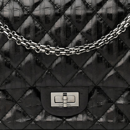 Chanel Metallic Calfskin Striped 2.55 Reissue 226 Flap Black 8 of 10