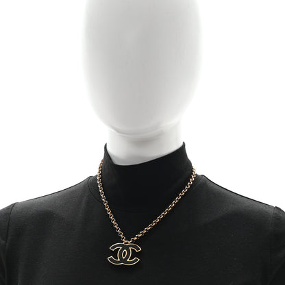 Chanel Metal Enamel CC Chain Necklace Gold Black 2 of 4