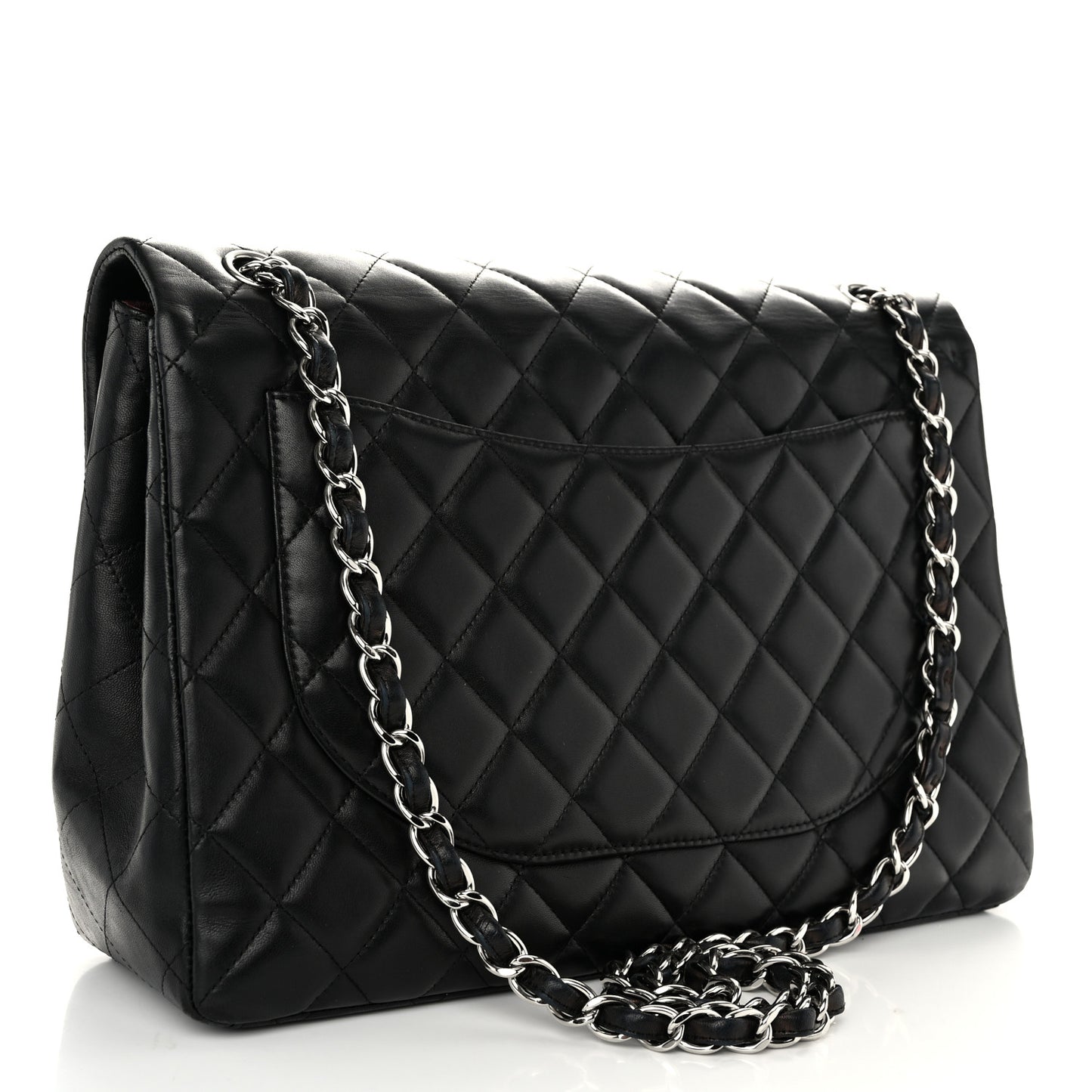 Lambskin Quilted Maxi Single Flap Black