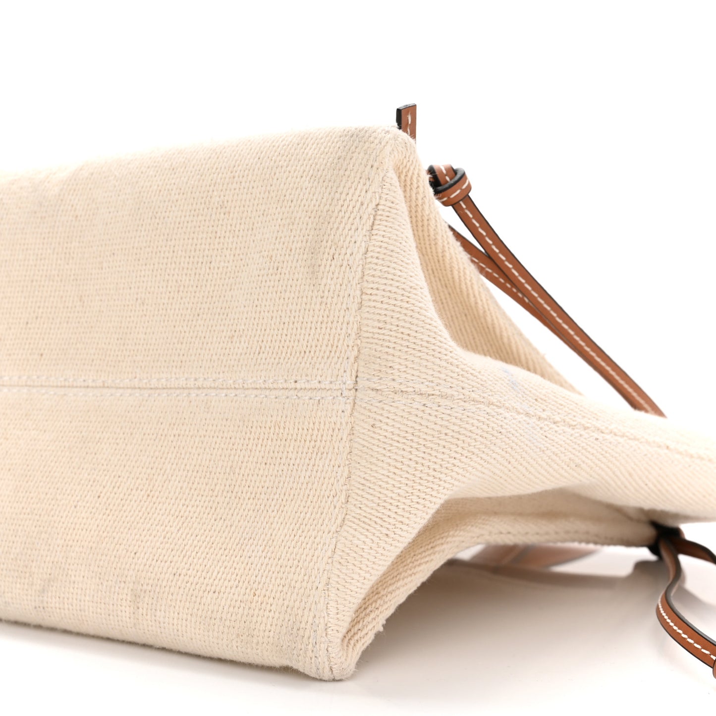 Canvas Calfskin Cushion Tote Beige