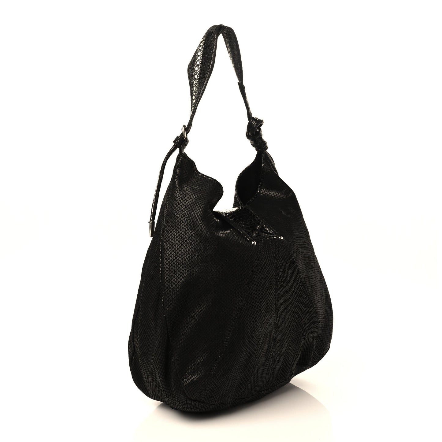 Snakeskin Embossed Calfskin Rahmyn Black