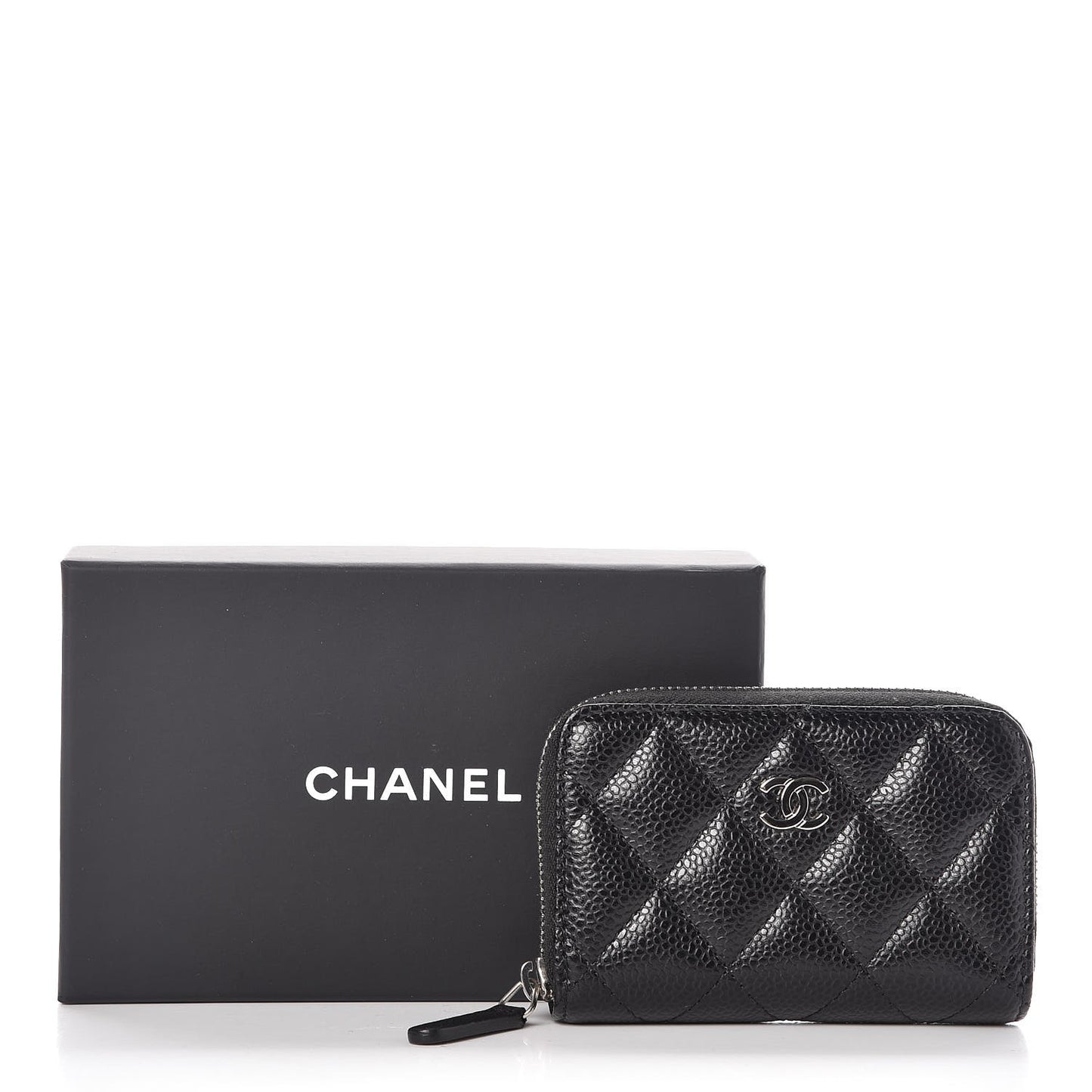 Caviar Quilted Zip Coin Purse Black