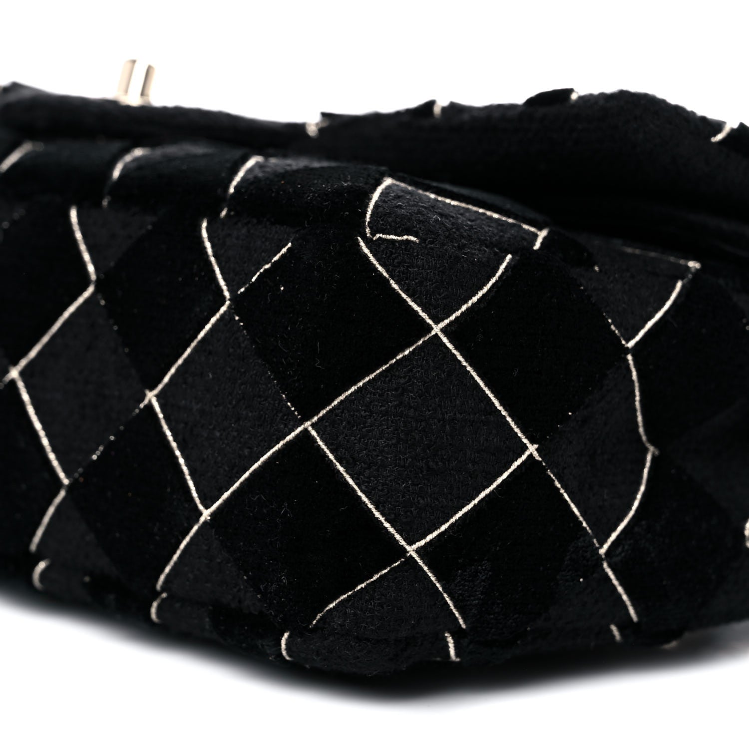 Chanel Velvet Tweed Quilted Medium Double Flap Black 9 of 12