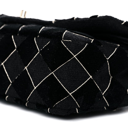 Chanel Velvet Tweed Quilted Medium Double Flap Black 9 of 12