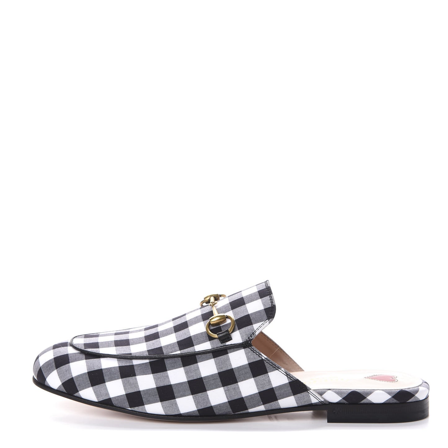 Cotton Gingham Womens Princetown Slippers 38 White Black