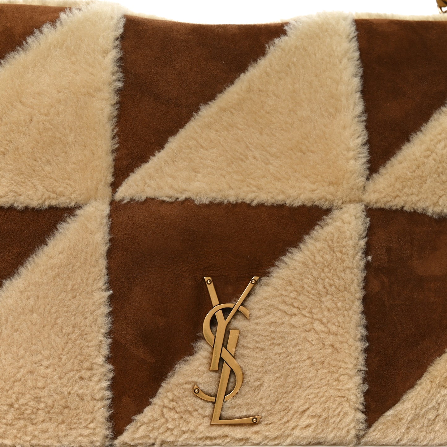 Suede Shearling Patchwork Monogram Giant Jamie Brown Beige