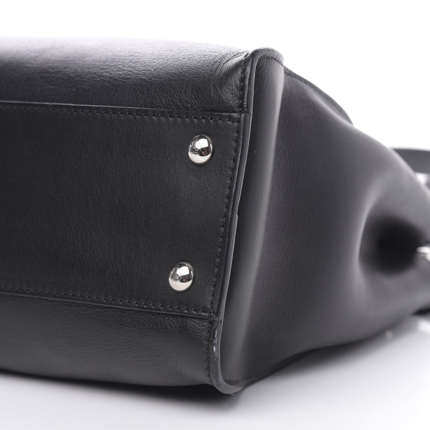 Vitello Dolce Shiny Nappa Plexglass Granite Medium Peekaboo Iconic Satchel Black