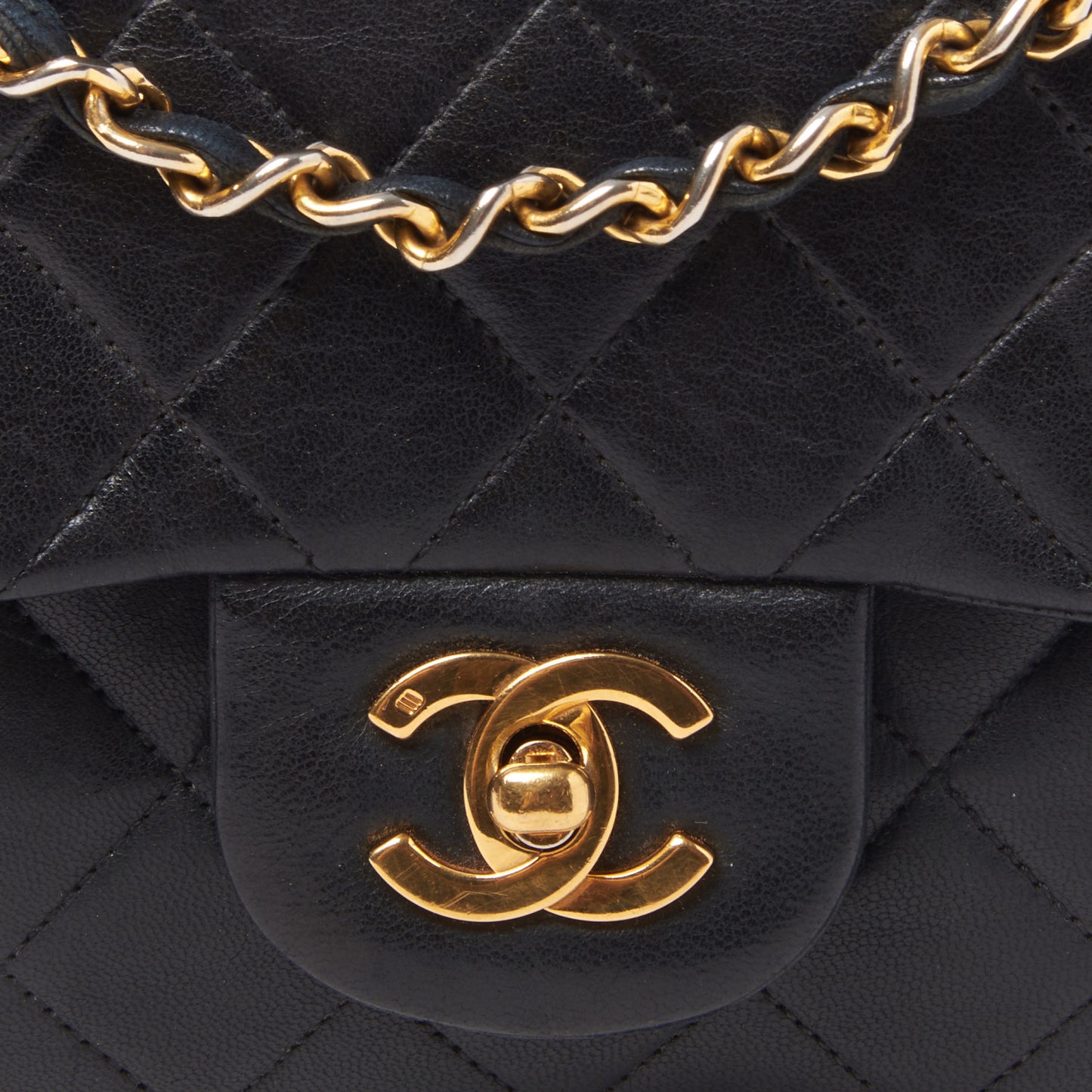 Lambskin Quilted Small Double Flap Black