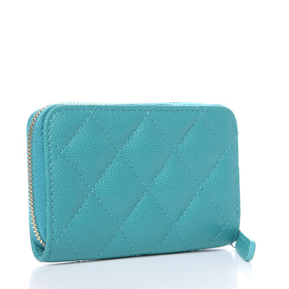 Chanel Caviar Quilted Zip Coin Purse Turquoise 3 of 8