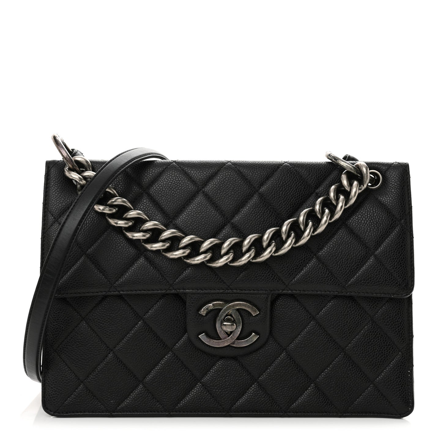 Caviar Quilted Large Retro Class Flap Black