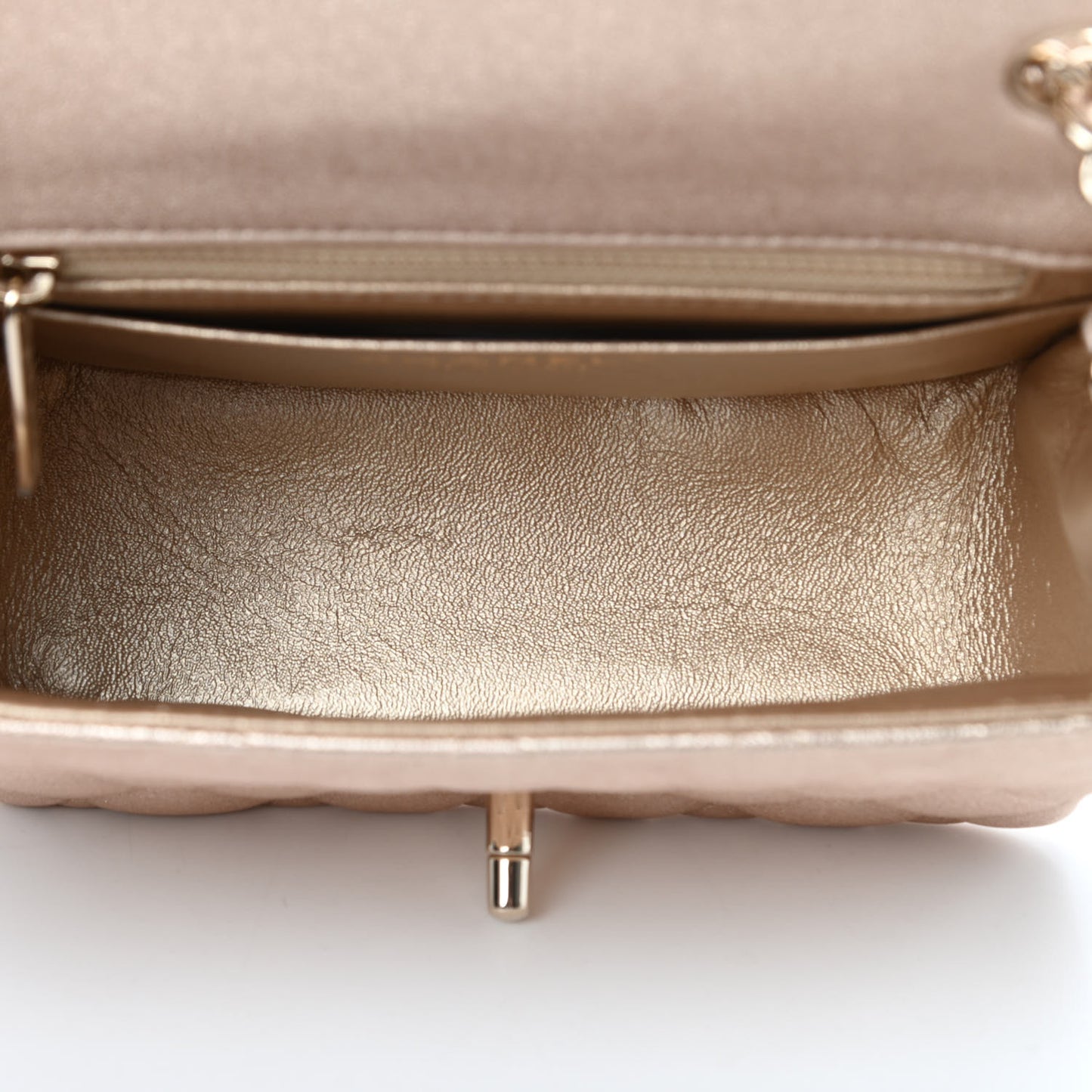 Metallic Lambskin Quilted Mini Square Flap Gold