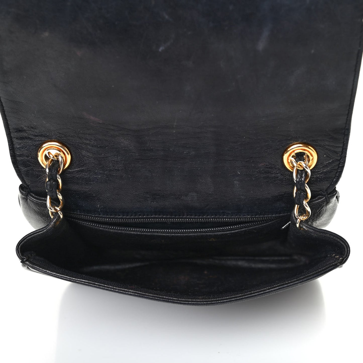 Lambskin CC Shoulder Flap Bag Black