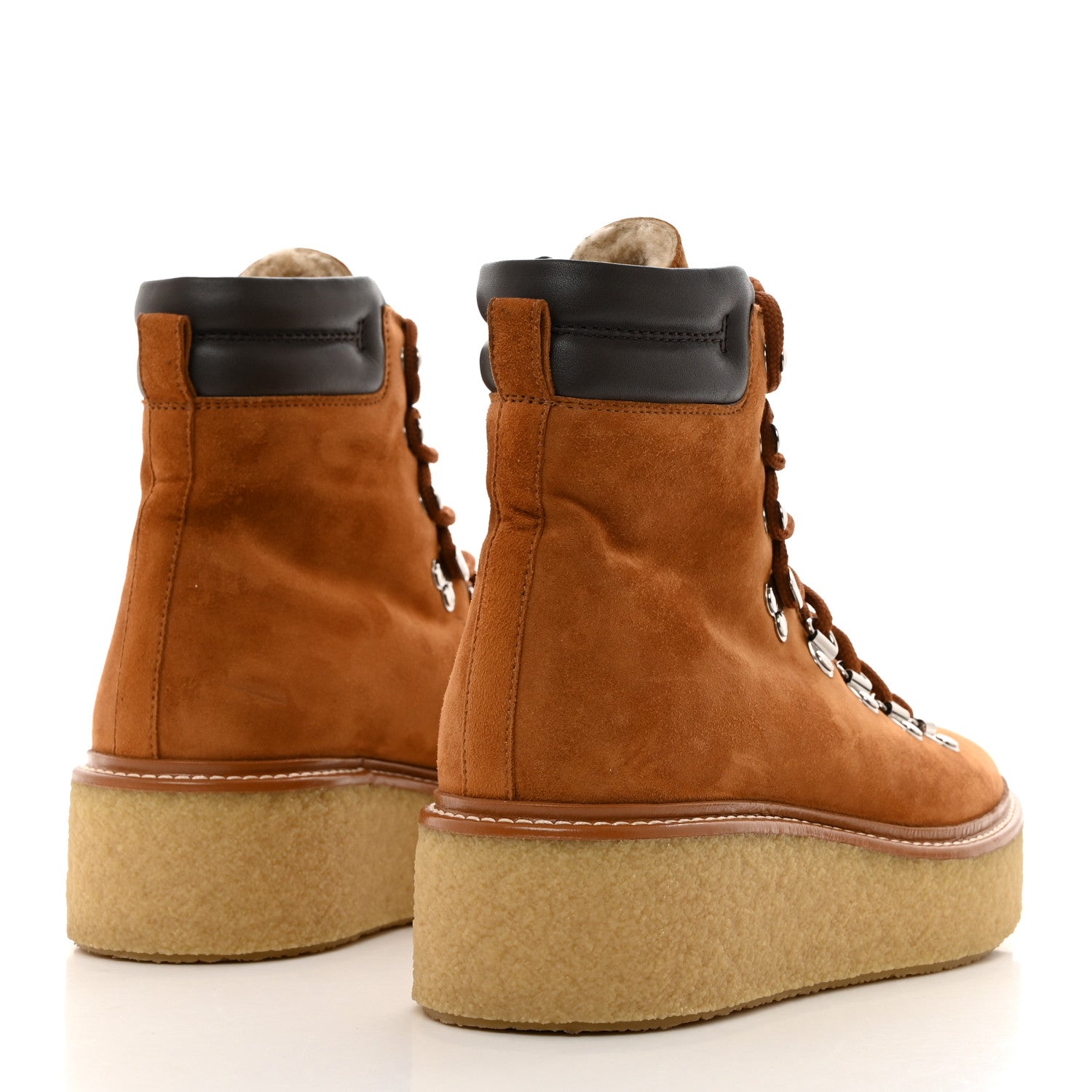 Hermes Suede Shearling Womens Discovery Ankle Boots 36 Camel Ecru 4 of 8