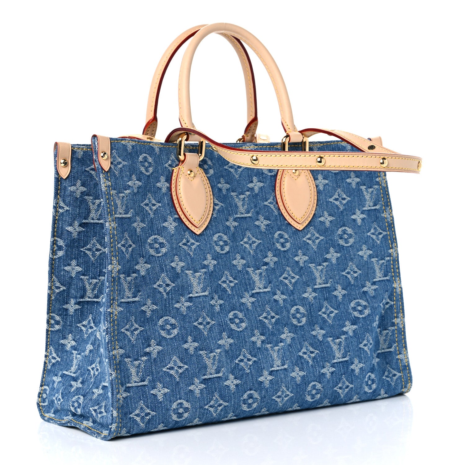Louis Vuitton Monogram Denim Onthego MM Blue 3 of 8