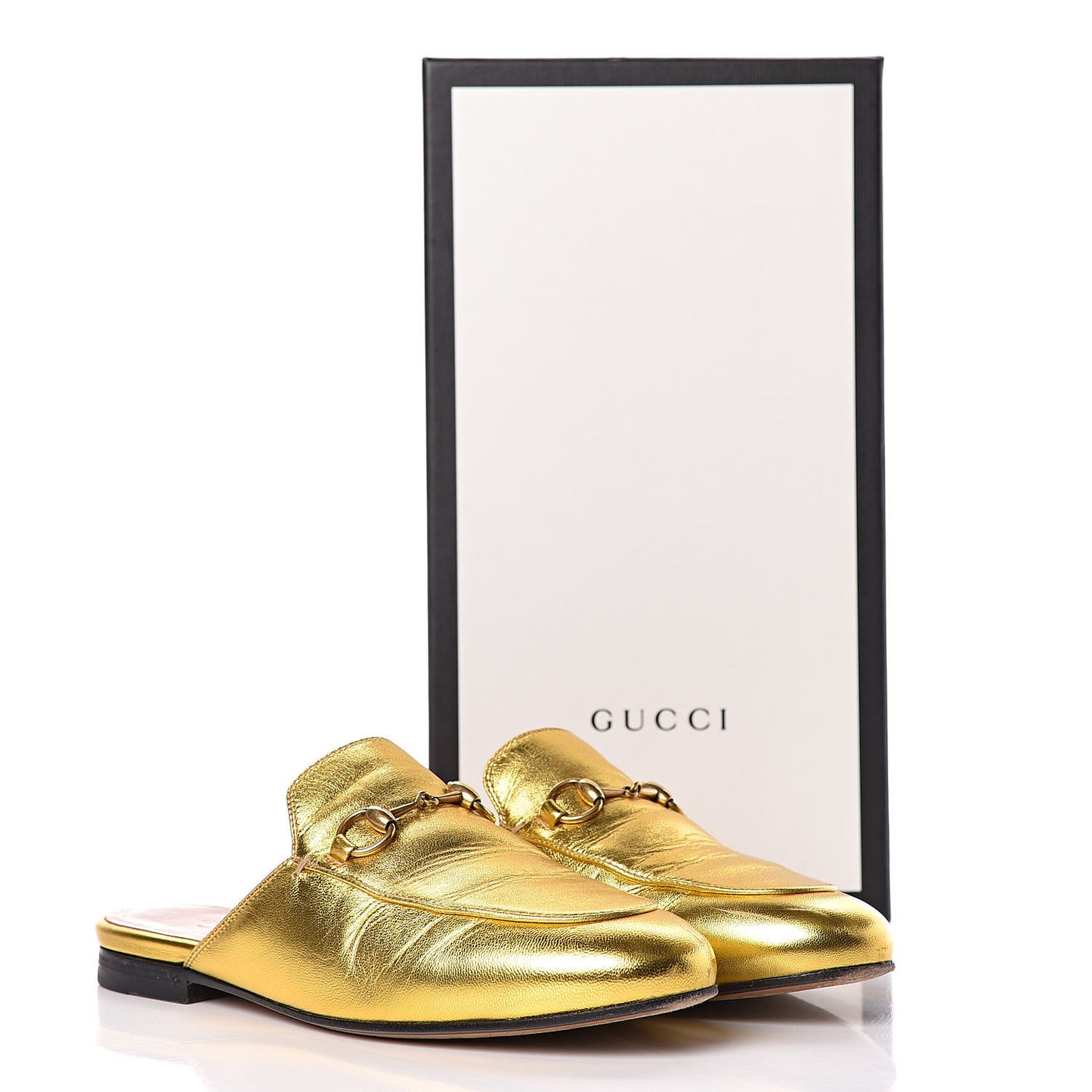 Metallic Nappa Womens Princetown Slippers 37 Gold