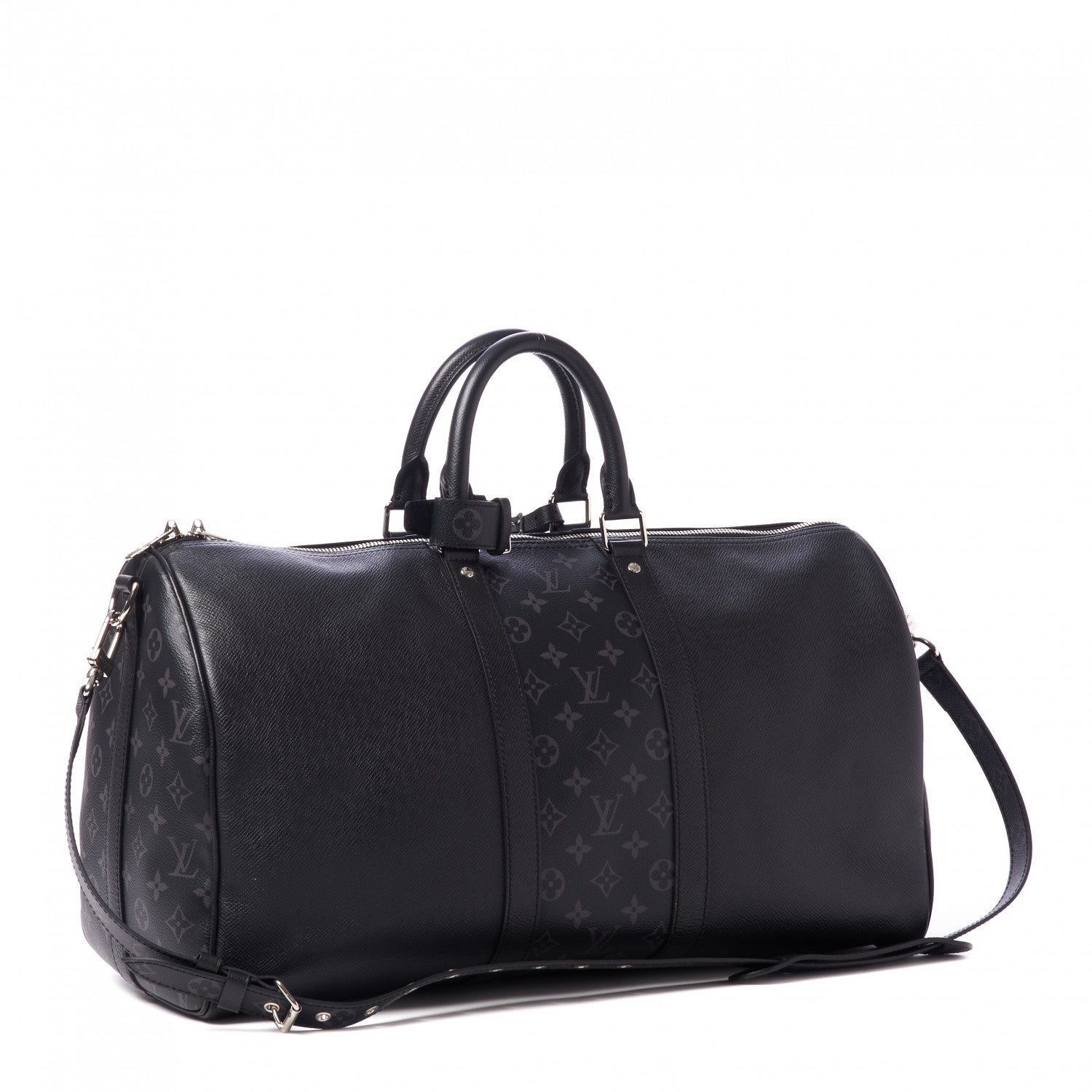 Louis Vuitton Taiga Monogram Eclipse Keepall Bandouliere 50 Black 2 of 8