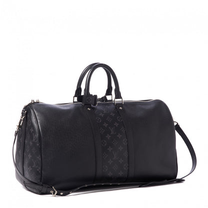 Louis Vuitton Taiga Monogram Eclipse Keepall Bandouliere 50 Black 2 of 8
