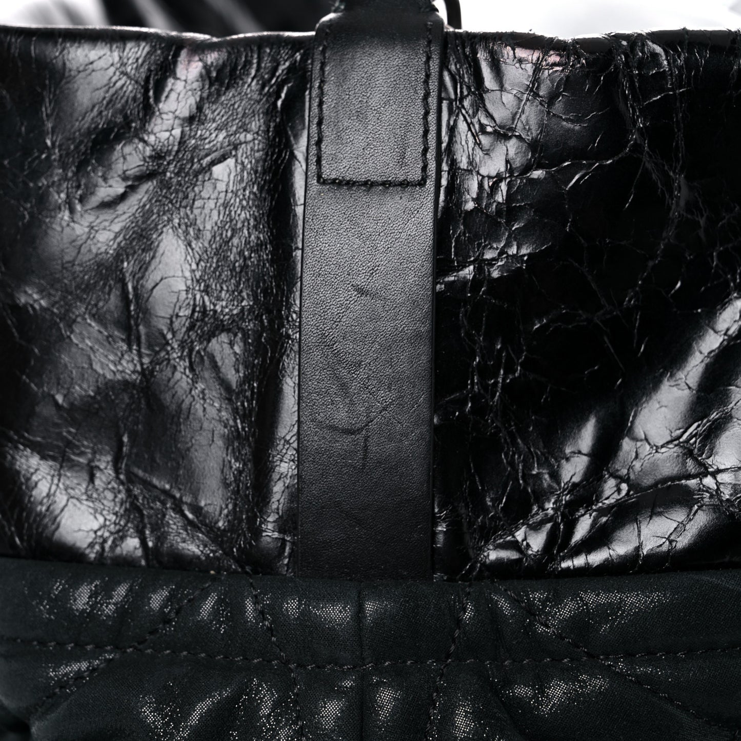 Iridescent Calfskin Quilted Large In The Mix Tote Black