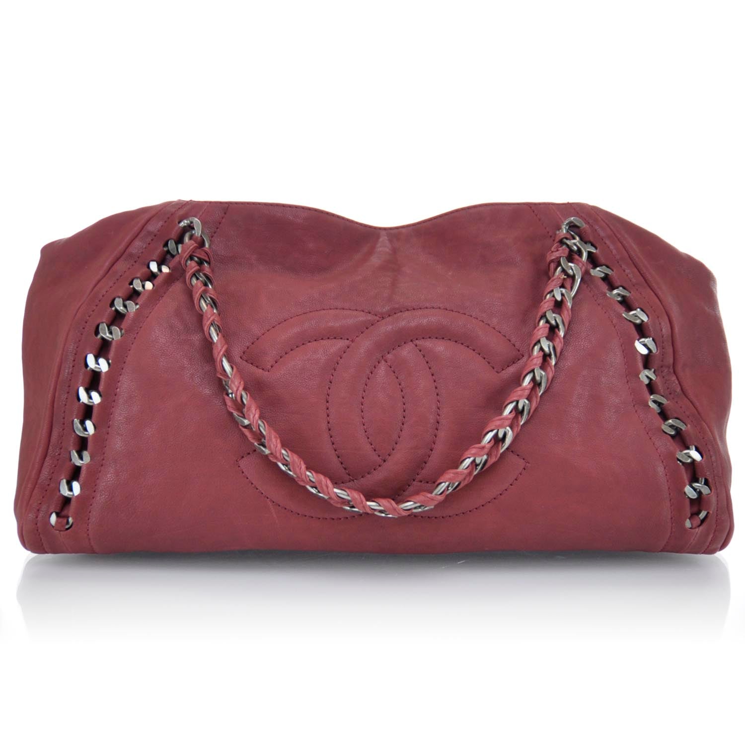 Chanel Leather Modern Chain Tote Red 1 of 11