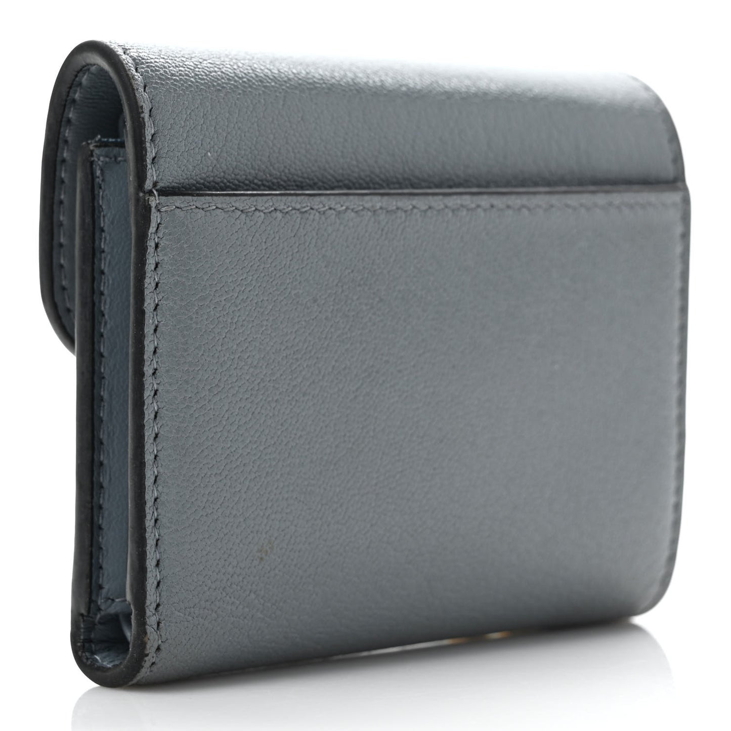 Grained Calfskin Saddle Card Holder Sky Blue