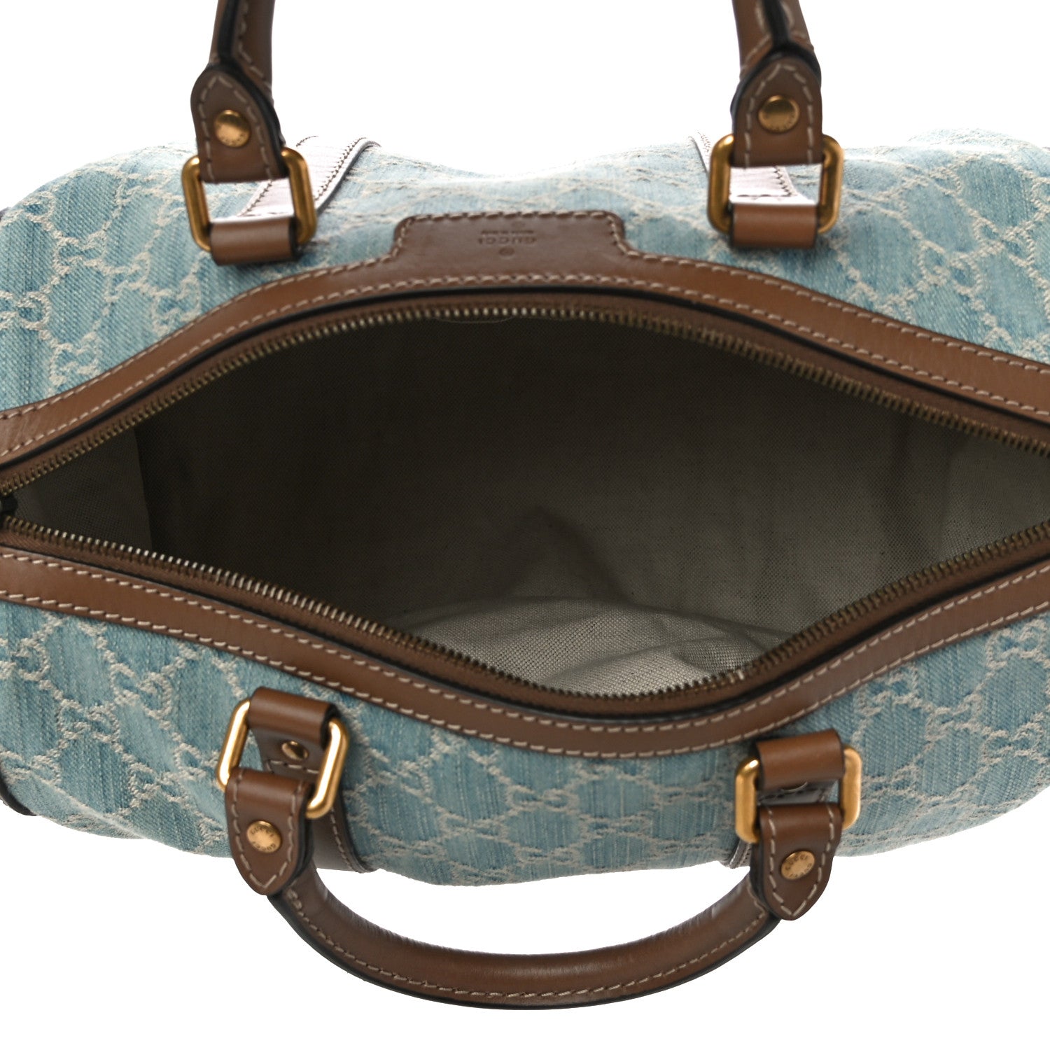 Gucci Denim Monogram Medium Joy Boston Blue 9 of 12