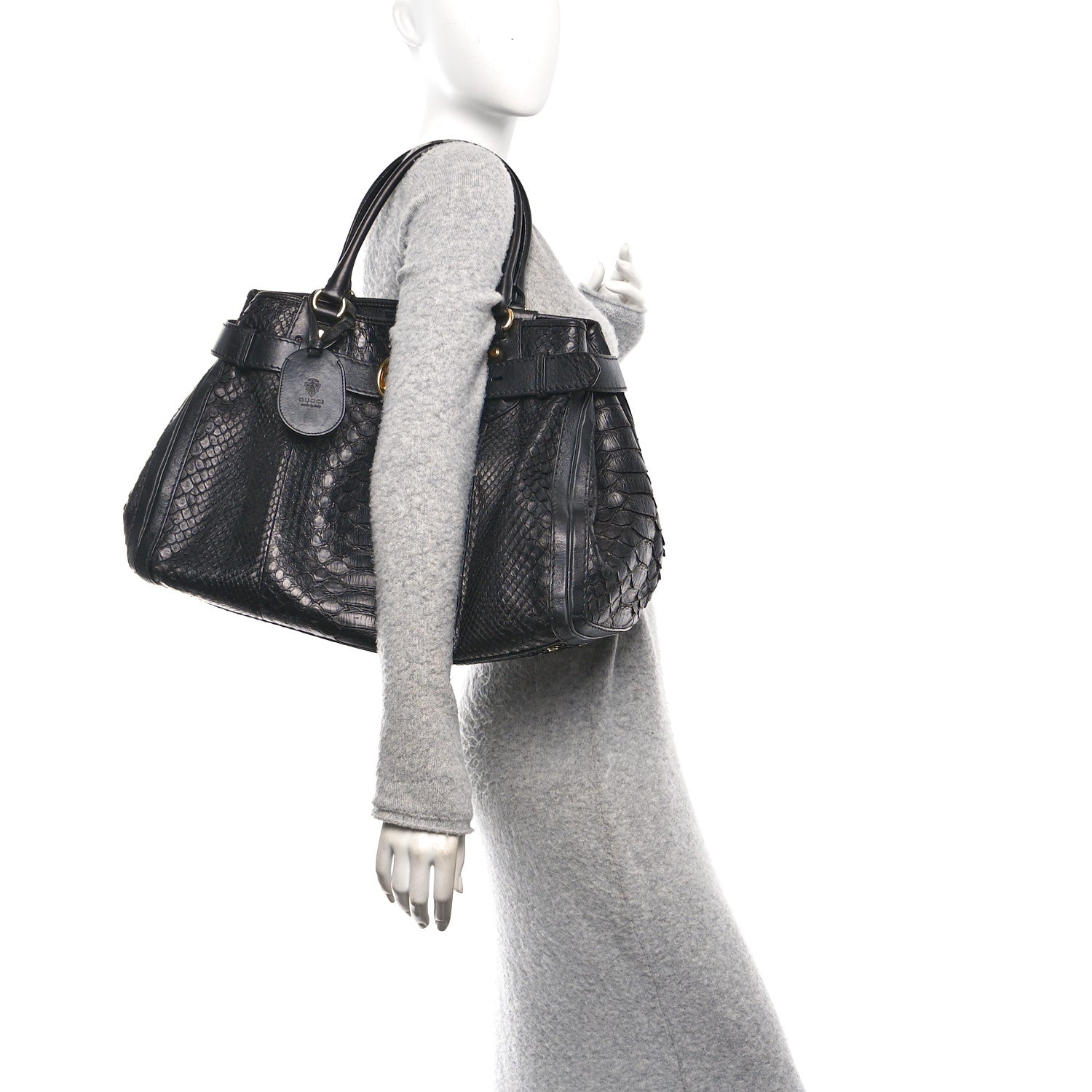 Gucci Snakeskin Large GG Running Tote Black 2 of 16