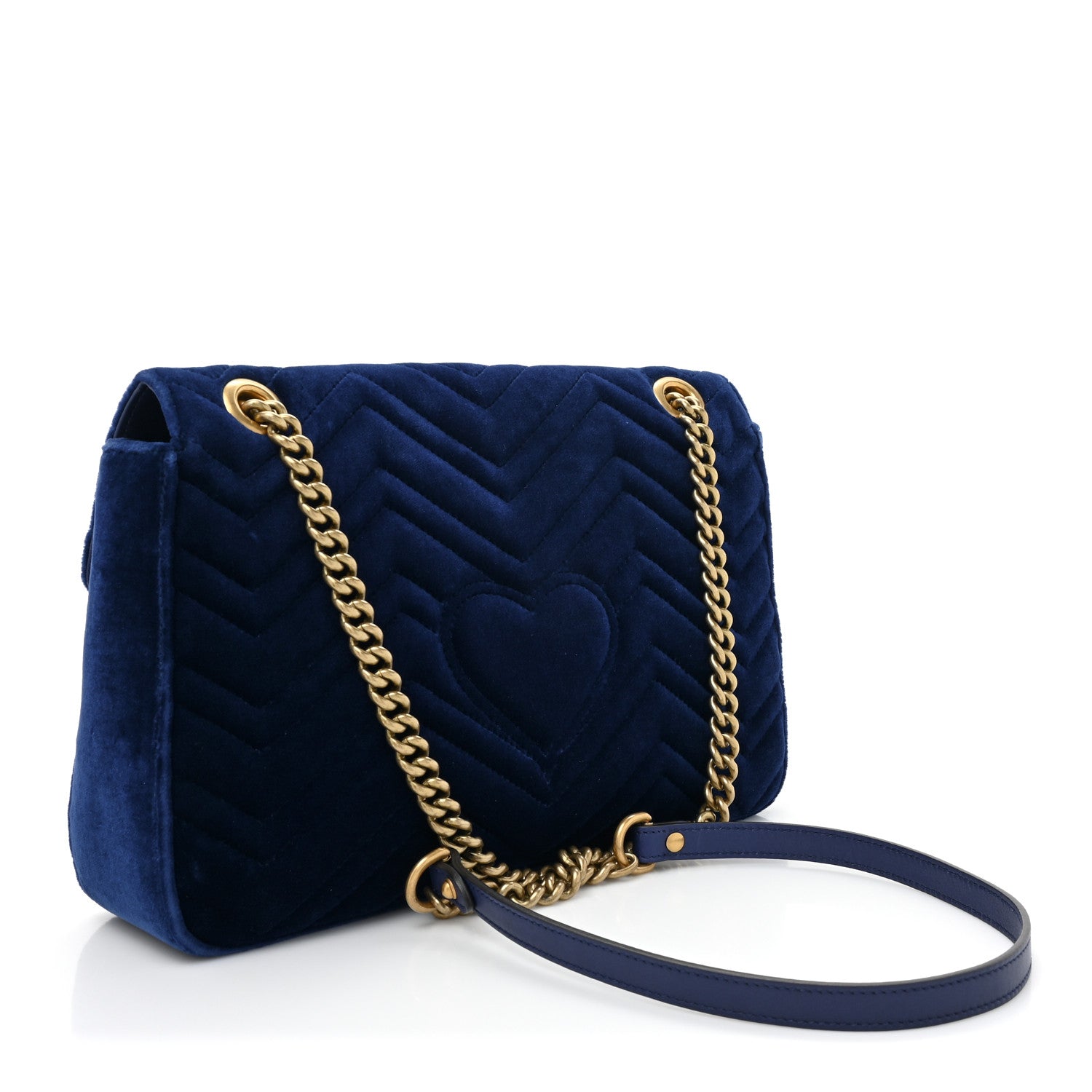 Gucci Velvet Matelasse Medium GG Marmont Shoulder Bag Cobalt Blue 3 of 11