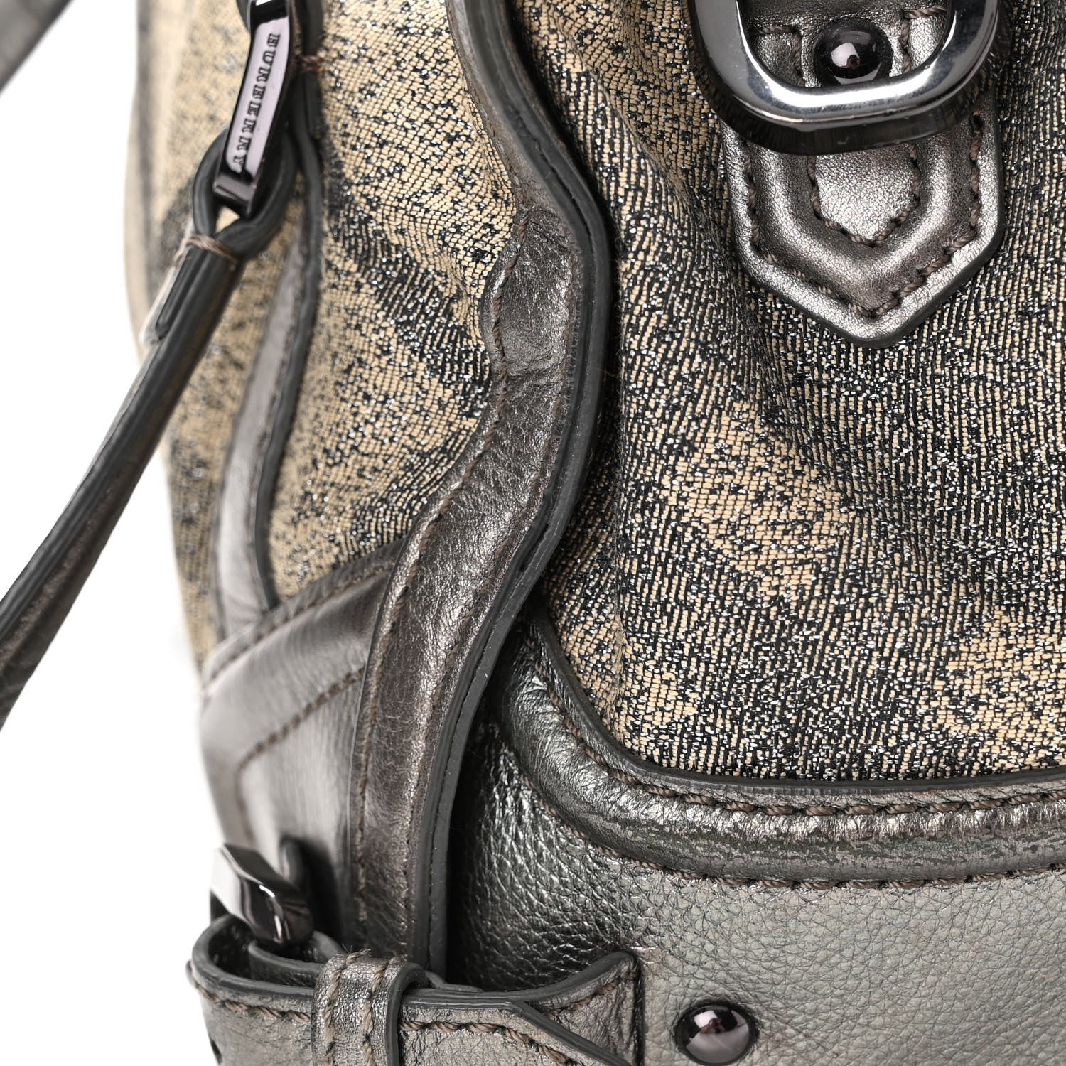 Burberry Shimmer Check Degrade Small Pilgrim Satchel Pewter 14 of 15