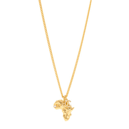 Chanel Crystal Pearl CC Africa Pendant Necklace Gold White 1 of 6