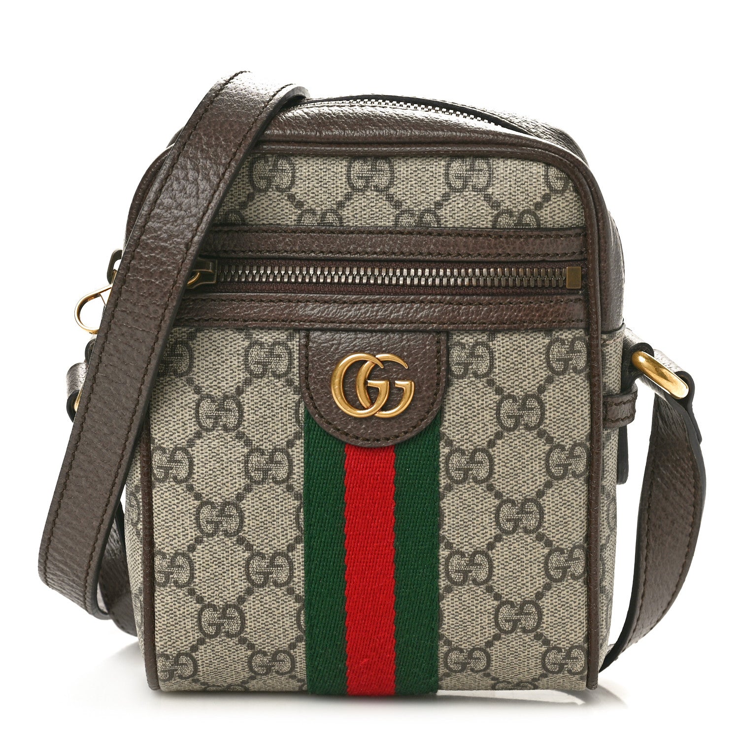 Gucci GG Supreme Monogram Web Mini Ophidia Messenger Brown 1 of 11