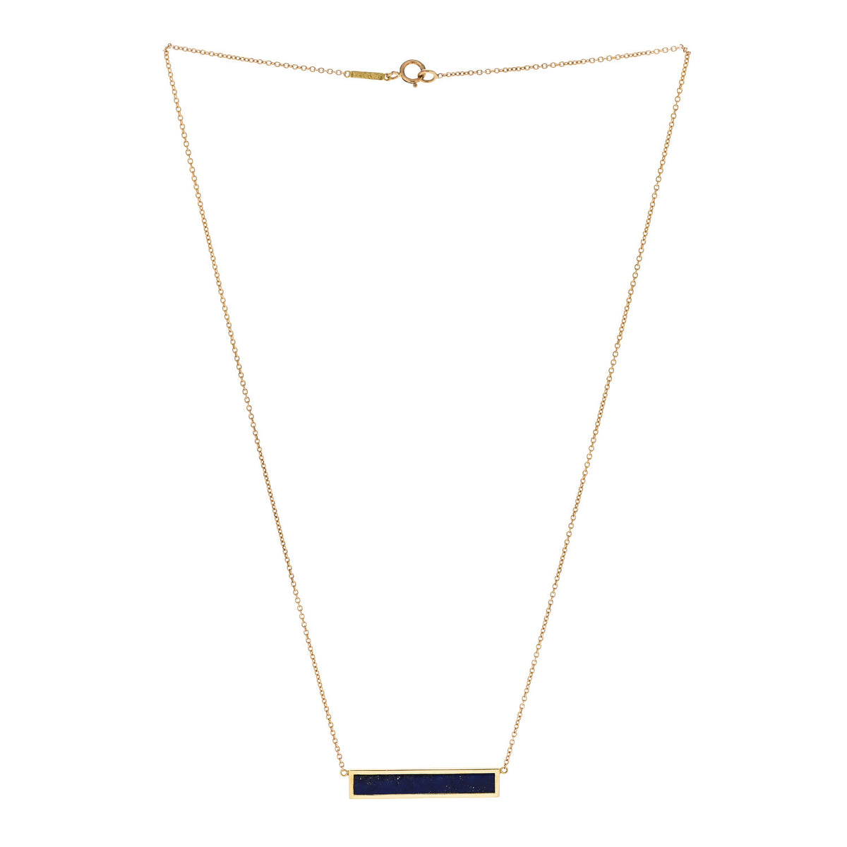 Jennifer Meyer 18K Yellow Gold Lapis Lazuli Bar Pendant Necklace 3 of 7