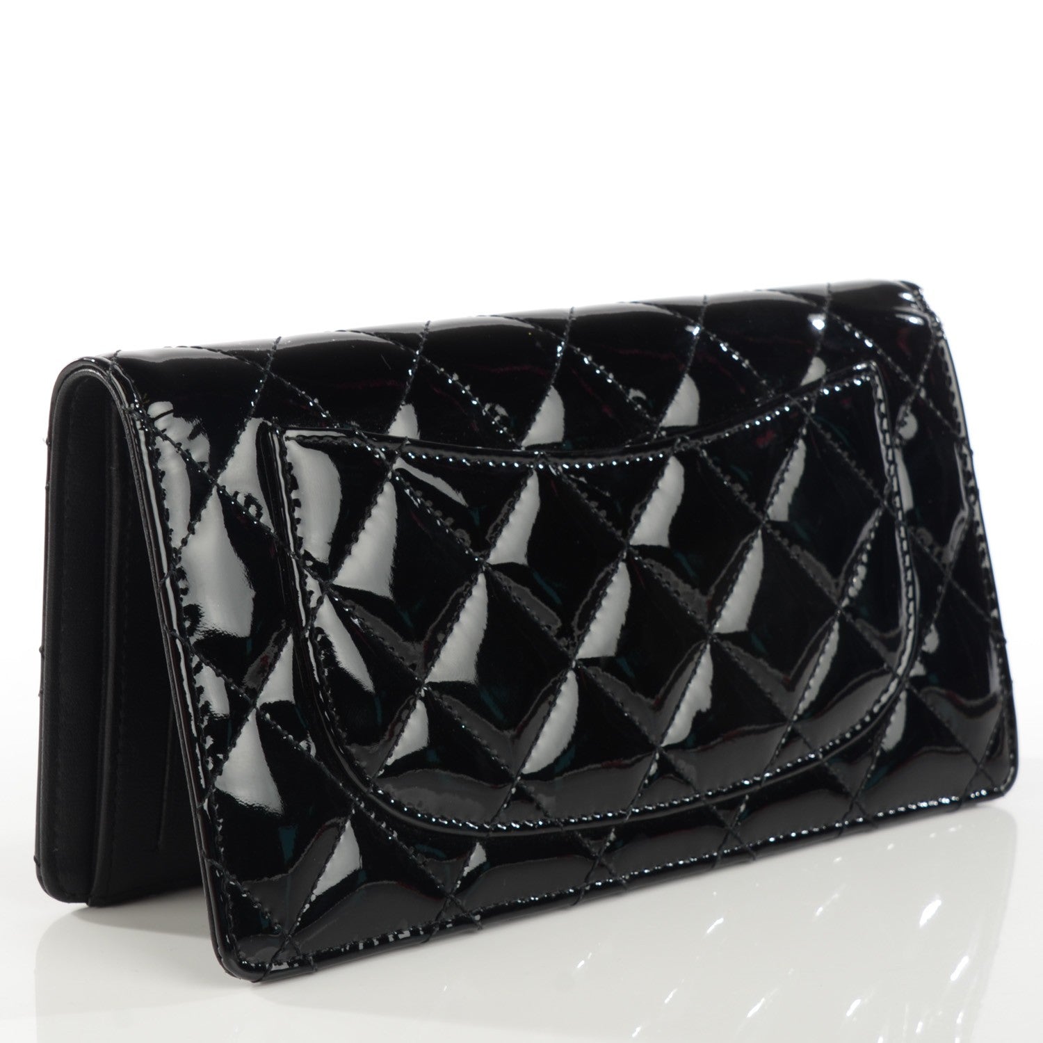 Chanel Patent Calfskin Quilted Yen Wallet Black 3 of 8