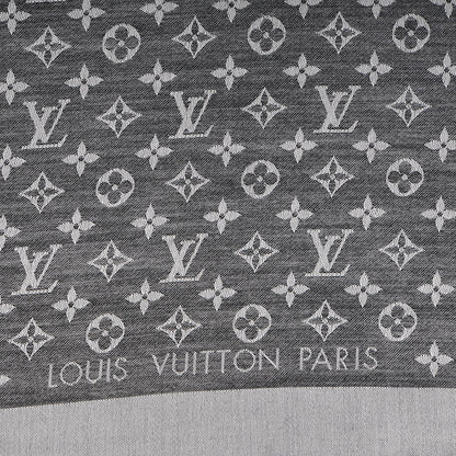 Louis Vuitton Wool Silk Monogram Denim Shawl Black 3 of 6