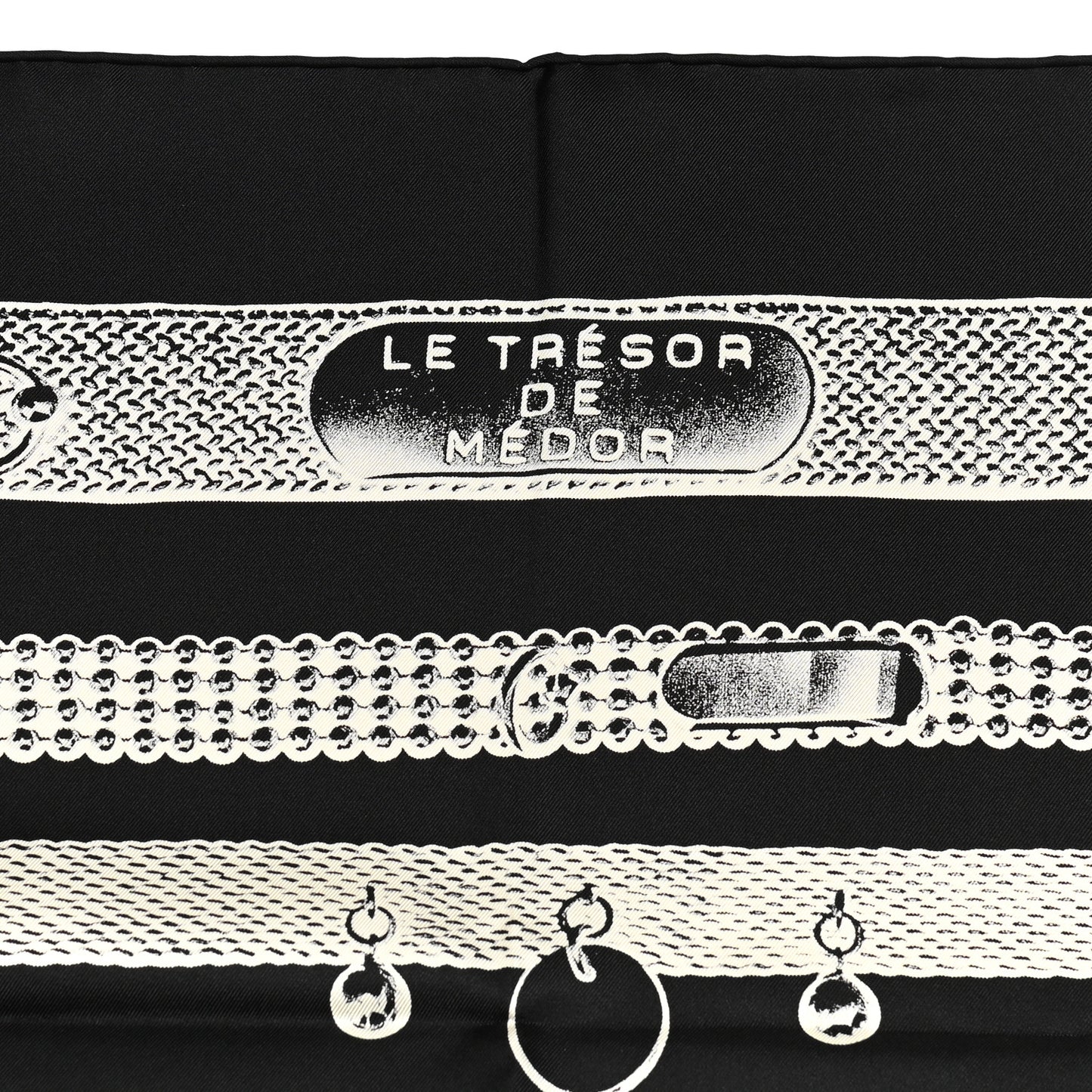 Silk Le Tresor De Medor Scarf 90 Black Creme